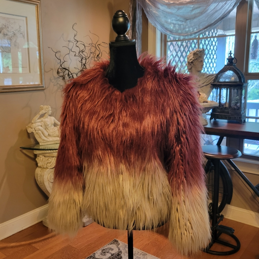 Bebe Ombre Faux Fur Coat - Picture 7 of 17